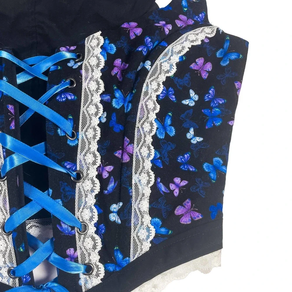 Handmade Butterfly Regency Corset Top Upcycled Fairy Fairycore Renaissance - Picture 4 of 7